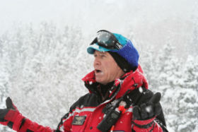 Nick Weighton Lecturing in the Snow